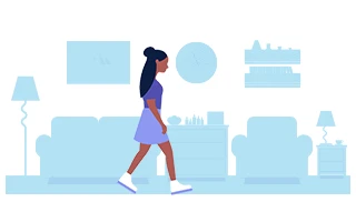 Icon: Girl stands up in her living room